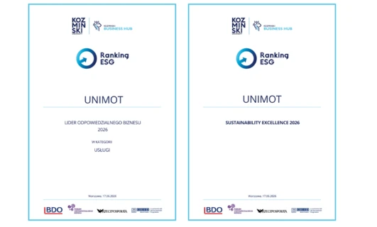 Unimot w ścisłej czołówce „Rankingu ESG. Odpowiedzialne Zarządzanie 2026”
